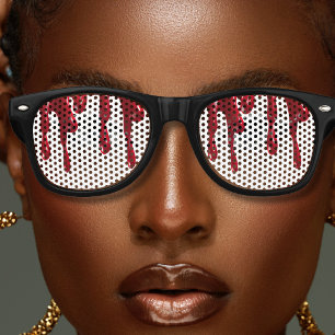 Lunettes De Fête Retro Halloween Éffrayant rouge et blanc de la goutte de