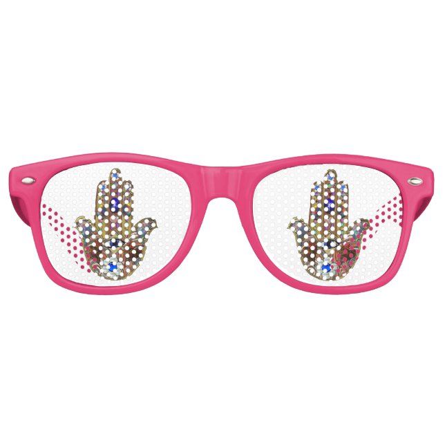 Lunettes De Fête Retro Hamsa Coeurs Fleurs Opal Art sur Or (Devant)