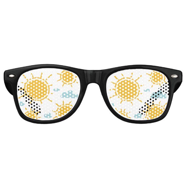Lunettes De Fête Retro Hand Drawn Summer Sun Pattern (Devant)
