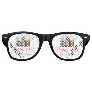 Lunettes De Fête Retro Happy Vibes nom du couple date mariage rouge