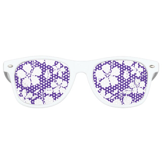 LUNETTES DE FÊTE RETRO HAWAIIAN HULA (HIBISCUS) PURPLE (Devant)