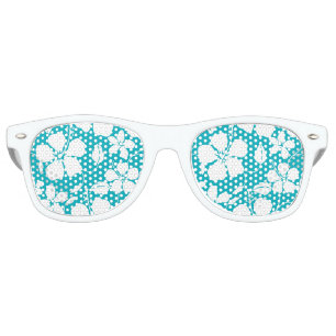 LUNETTES DE FÊTE RETRO HAWAIIAN HULA (HIBISCUS) TURQUOISE