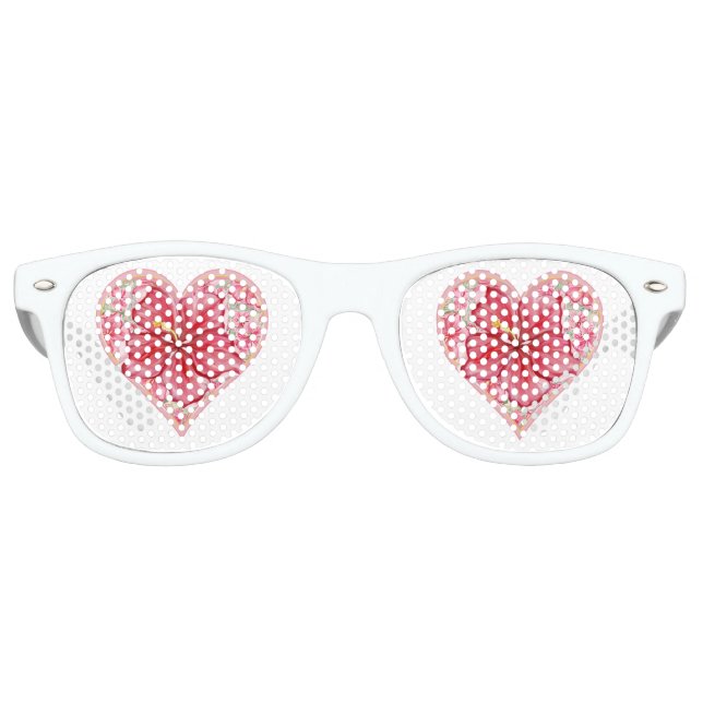 Lunettes De Fête Retro Hibiscus & dentelle RED (Devant)
