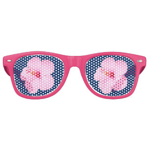 Lunettes De Fête Retro Hibiscus rose Fleur tropicale