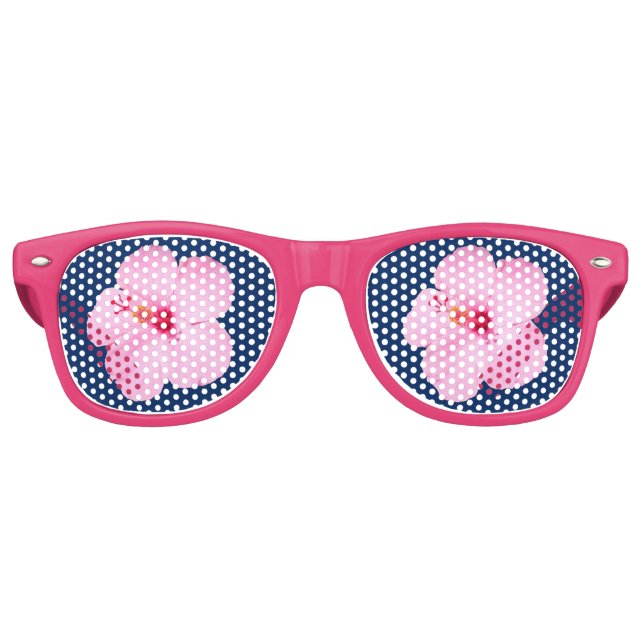 Lunettes De Fête Retro Hibiscus rose Fleur tropicale (Devant)