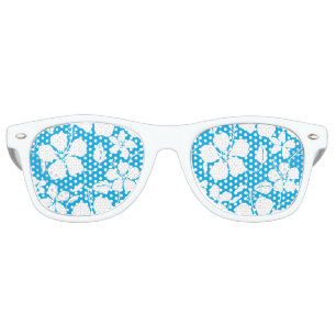 LUNETTES DE FÊTE RETRO HULA HAÏIENNE (HIBISCUS) BLEU