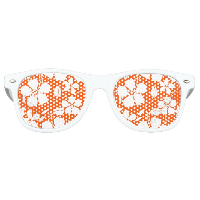 LUNETTES DE FÊTE RETRO HULA HAÏIENNE (HIBISCUS) ORANGE (Devant)