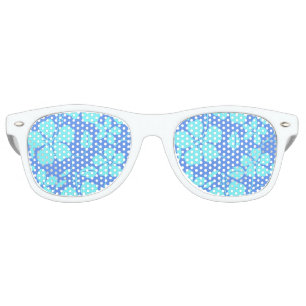 LUNETTES DE FÊTE RETRO HULA HAWAIEN (HIBISCUS) PERVENCHE/TEAL
