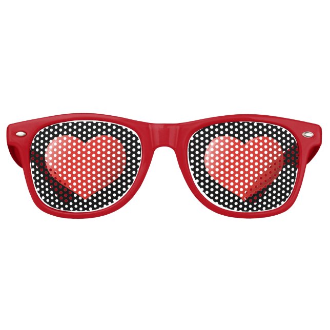 Lunettes De Fête Retro Icône Coeur 3D (Devant)