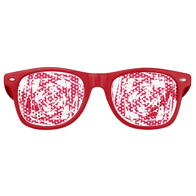 Lunettes De Fête Retro Illusion abstraite rouge blanc (Devant)