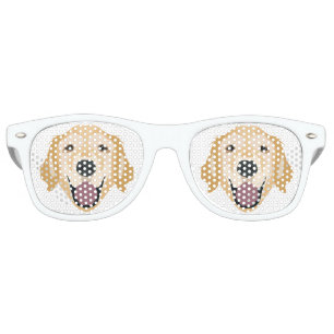 Lunettes De Fête Retro Illustration Golden Retriever