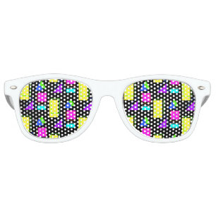LUNETTES DE FÊTE RETRO IMPRIMANTE EN FORME GÉOMÉTRIQUE DE NEON FLUORO RÉT