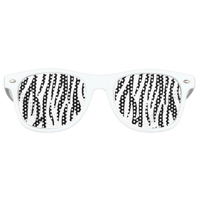 Lunettes De Fête Retro imprimé zèbre noir blanc (Devant)