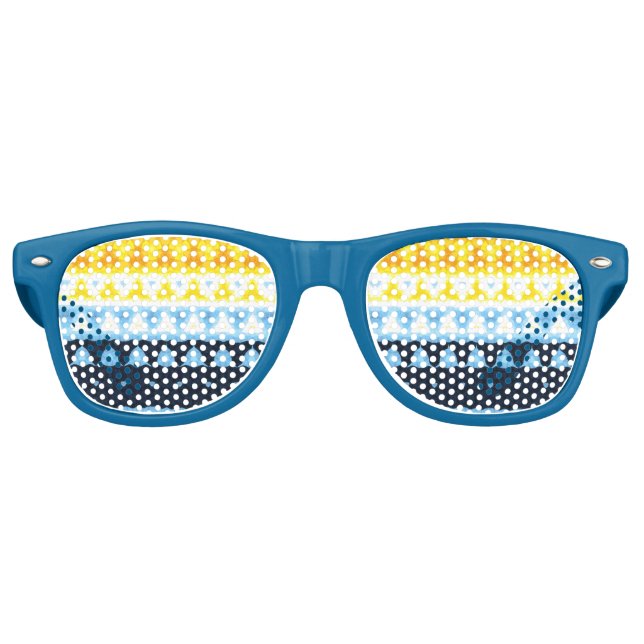Lunettes De Fête Retro Indicateur de la fierté AroAce Super géométrique B (Devant)
