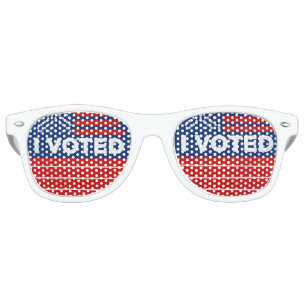 Lunettes De Fête Retro J'ai voté Rouge Blanc et Bleu Vote Politique