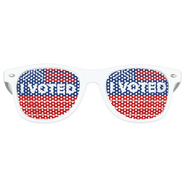 Lunettes De Fête Retro J'ai voté Rouge Blanc et Bleu Vote Politique (Devant)