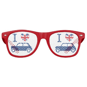 Lunettes De Fête Retro J'aime Mini Coopers - Bleu -
