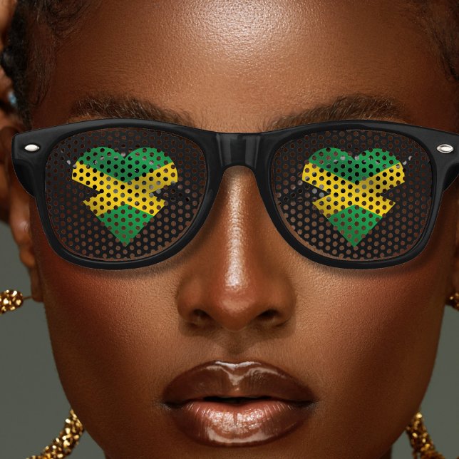 Lunettes De Fête Retro Jamaïcain Jamaïcain Drapeau Coeur (jamaica jamaican flag heart retro sunglasses)