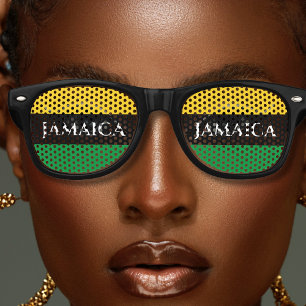 Lunettes De Fête Retro Jamaïque Couleurs Vert Or Noir Jamaïcain
