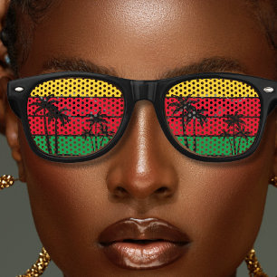 Lunettes De Fête Retro Jamaïque Rasta Colours Île Palmiers Jamaïcain