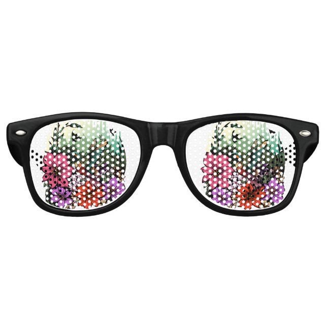 Lunettes De Fête Retro Jardin des colibris (Devant)