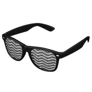Lunettes De Fête Retro Joli argent de vagues + votre backgr., texte et