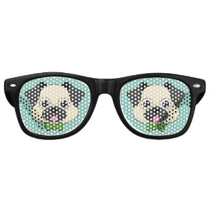 Lunettes De Fête Retro Joli chien Carlin avec Papillon