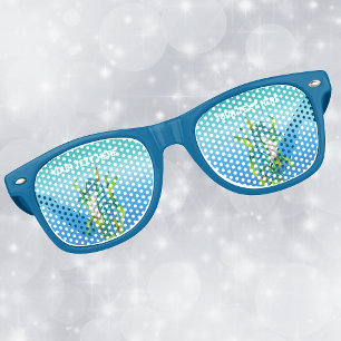 Lunettes De Fête Retro Joli Imaginaire Aqua Sea Dragon dans Seaweed Blues