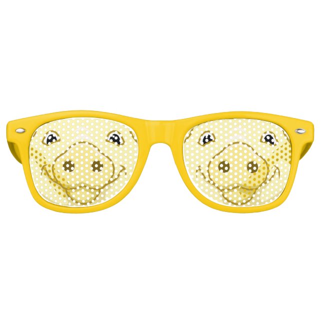 Lunettes De Fête Retro Joli visage de porc jaune (Devant)