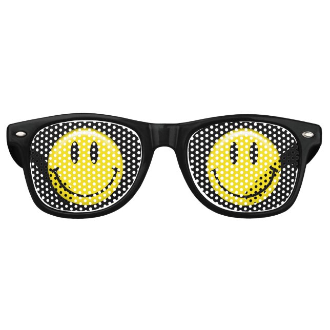 Lunettes De Fête Retro Joli visage jaune et souriant classique (Devant)