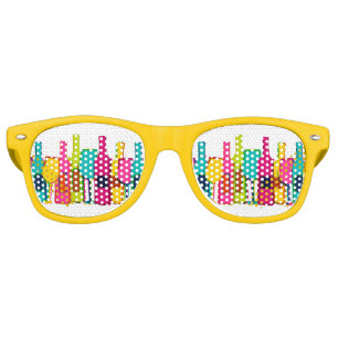 Lunettes De Fête Retro Jolies bouteilles de vin colorées motif coque pour