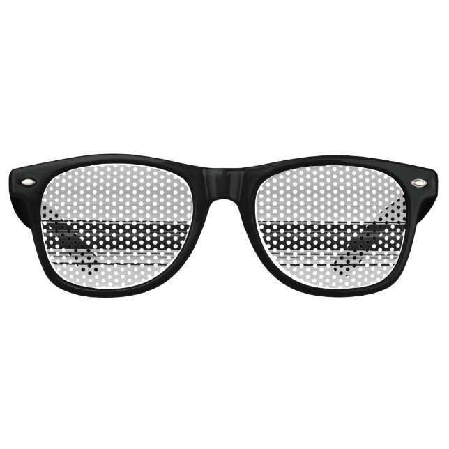 Lunettes De Fête Retro Jolies rayures noir gris (Devant)