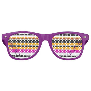 Lunettes De Fête Retro Jolies rayures noires orange