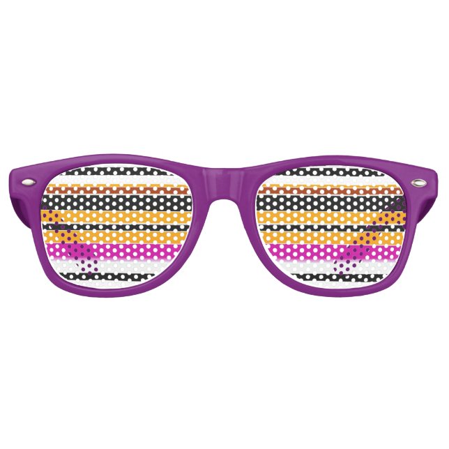 Lunettes De Fête Retro Jolies rayures noires orange (Devant)