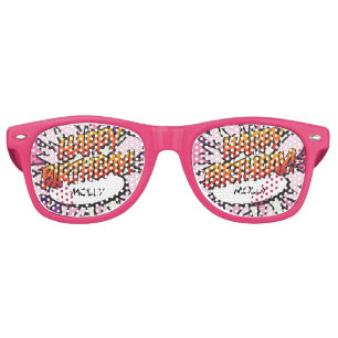 Lunettes De Fête Retro Joyeux Anniversaire Livre de Bande Dessinée Rétro