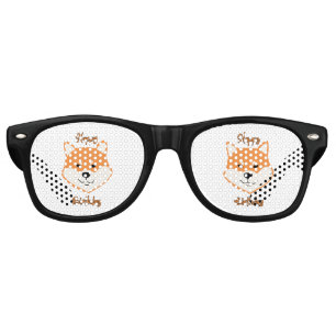 Lunettes De Fête Retro Joyeux Anniversaire Shiba Inu Fête Originale