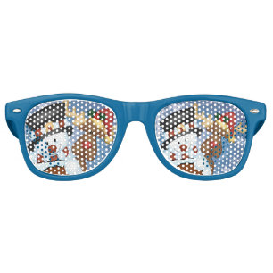 Lunettes De Fête Retro Joyeux Noël de bonhomme de neige et de renne