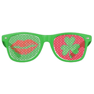Lunettes De Fête Retro Kiss Me Je suis Irlandais Lips Shamrock St. Paddy'