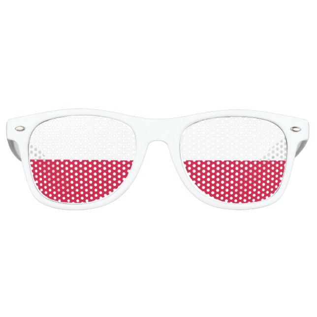 Lunettes De Fête Retro La couleur polonaise | Drapeau de la Pologne (Devant)