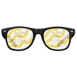 Lunettes De Fête Retro La Dolce Vita jaune mariage couple Nom date glit