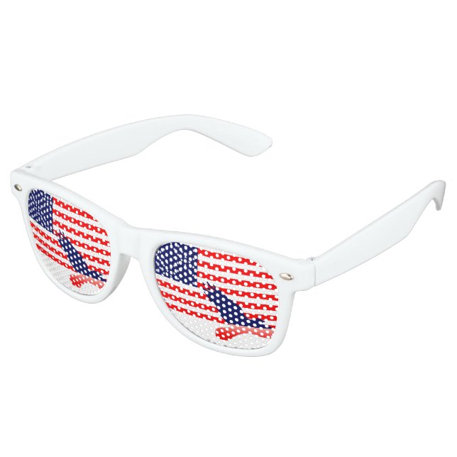 Lunettes De Fête Retro L'aigle et le drapeau américain (Angulaire)
