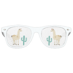 Lunettes De Fête Retro Lama cactus blanc arrière - plan fun