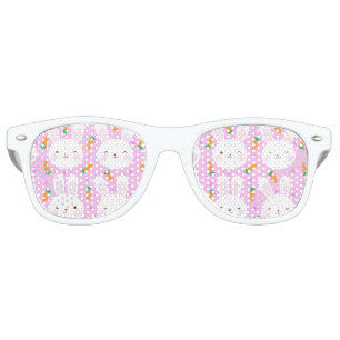 Lunettes De Fête Retro Lapins et carottes mignons de bande dessinée sur
