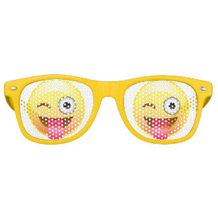 Lunettes De Fête Retro Le clin d'oeil Emoji heureux font face à la langu