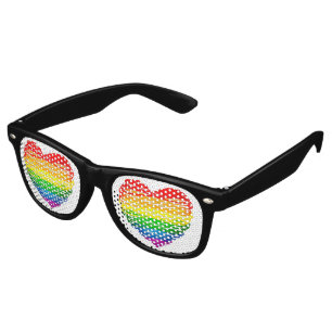 Lunettes De Fête Retro Le cœur arc-en-ciel de SlipperyJoe griffonné tourb