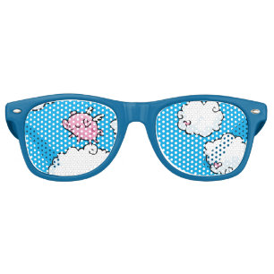 Lunettes De Fête Retro Le porc de vol danse sur des nuages
