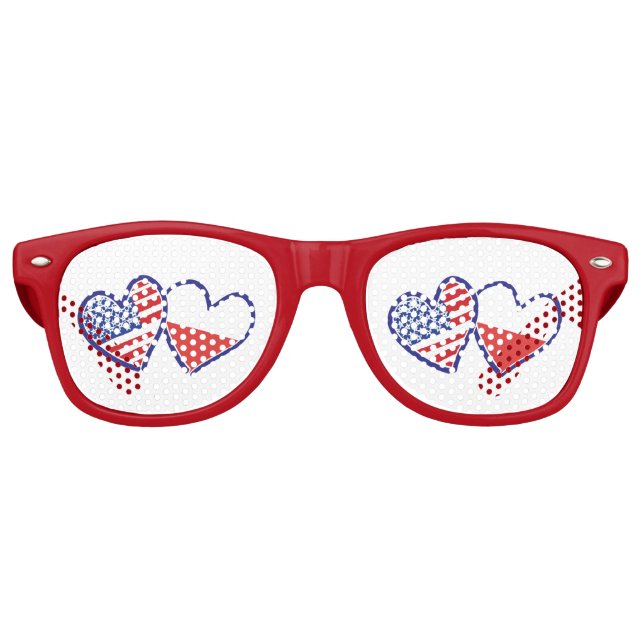 LUNETTES DE FÊTE RETRO LES COEURS-DRAPEAUX ÉTATS-UNIS-POLONAIS (Devant)