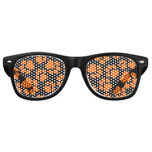 Lunettes De Fête Retro Les couleurs du parti Empreinte de patte orange et