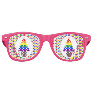Lunettes De Fête Retro Lesbiennes Arbre de Noël arc-en-ciel et présents