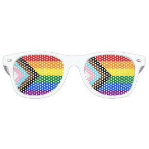 Lunettes De Fête Retro LGBTQ & Pride - drapeau de progression arc-en-ciel